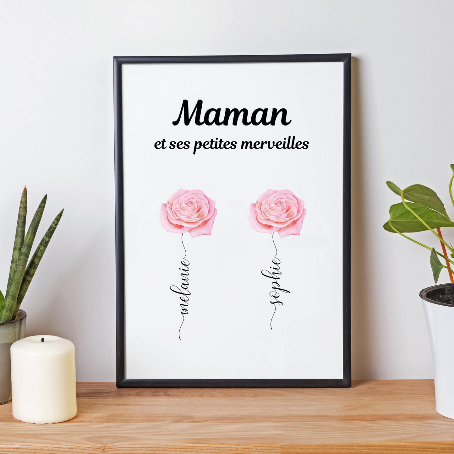 Affiche maman personnalisée fleurs - cadeau personnalisée fête des mères  par Le Temps des Paillettes