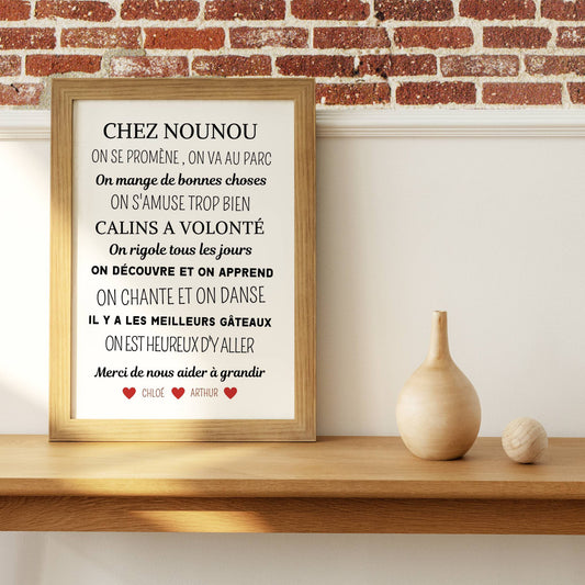 Affiche chez nounou personnalisé  - Poster merci nounou - Cadeau personnalisé nounou par Le Temps des Paillettes
