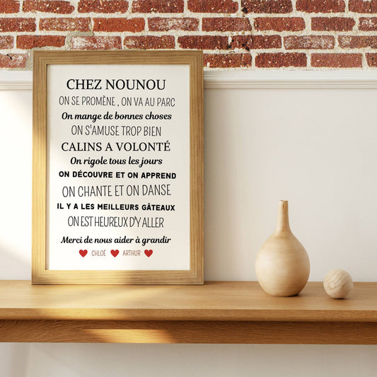 Affiche chez nounou personnalisé - Poster merci nounou - Cadeau personnalisé nounou par Le Temps des Paillettes - Le Temps des Paillettes