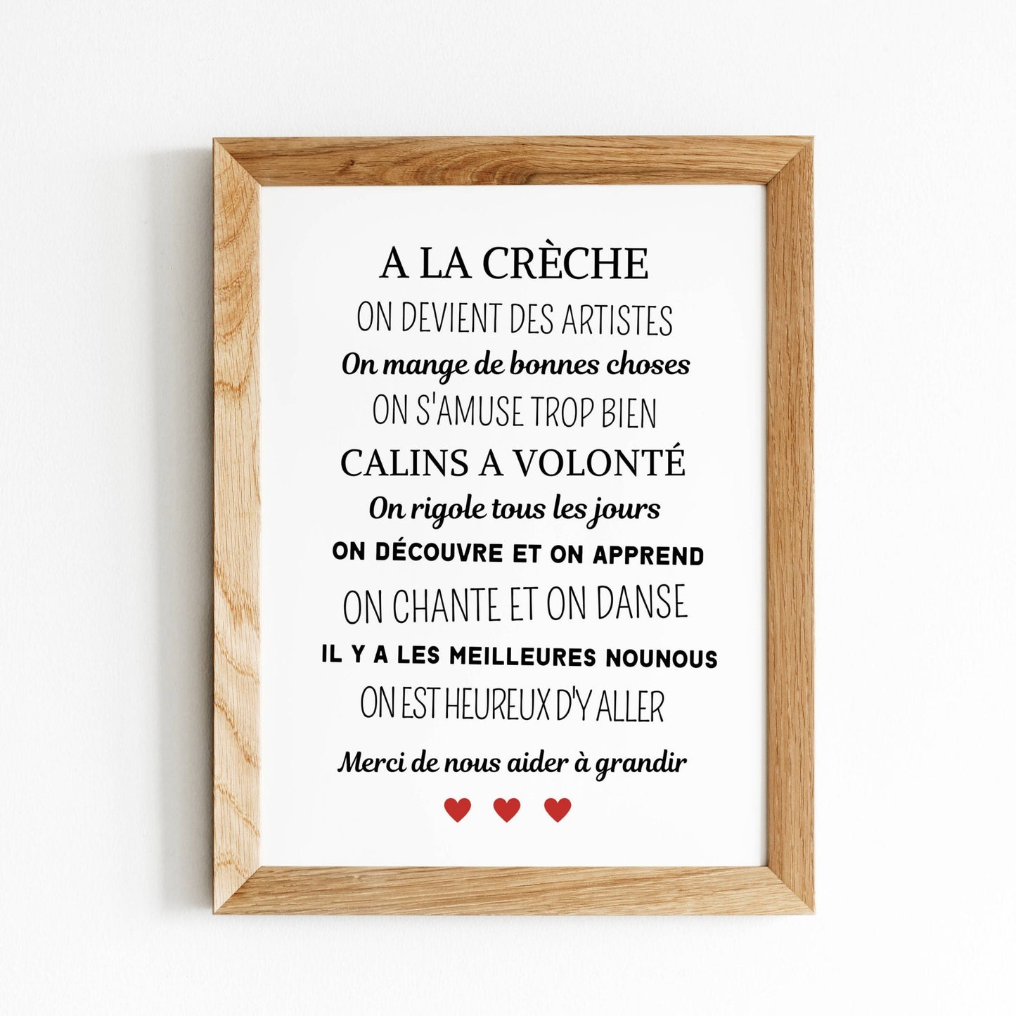 Affiche A la crèche - poster décoration crèche - Cadeau crèche - Merci crèche  par Le Temps des Paillettes