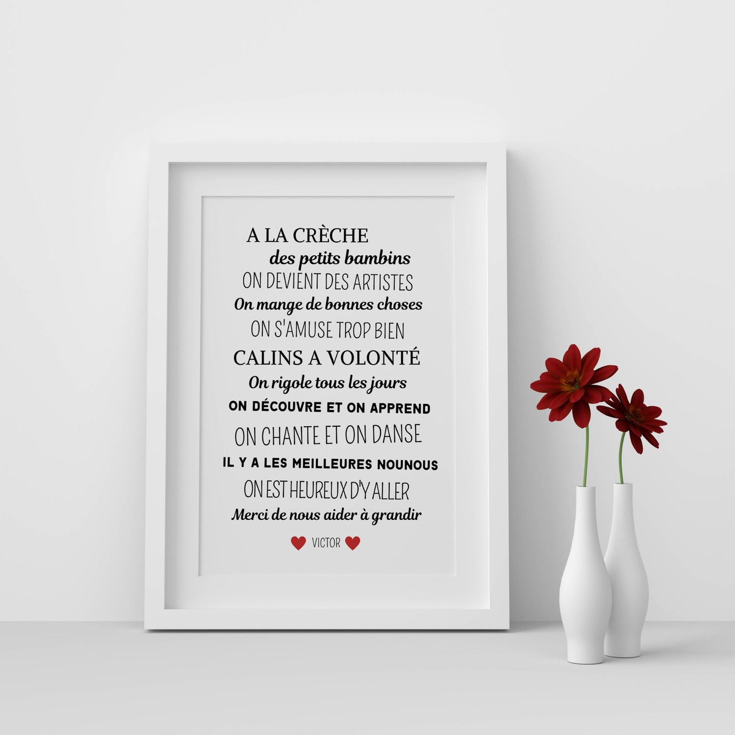 Affiche A la crèche - poster décoration crèche - Cadeau crèche - Merci crèche  par Le Temps des Paillettes