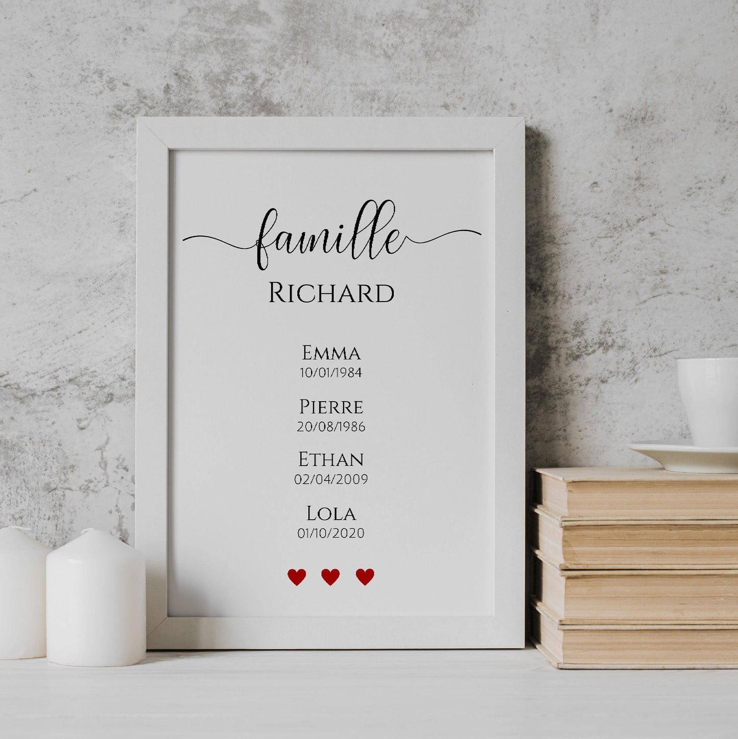 Affiche nom de famille personnalisé -  Affiche famille personnalisée - Poster portrait de famille par Le Temps des Paillettes