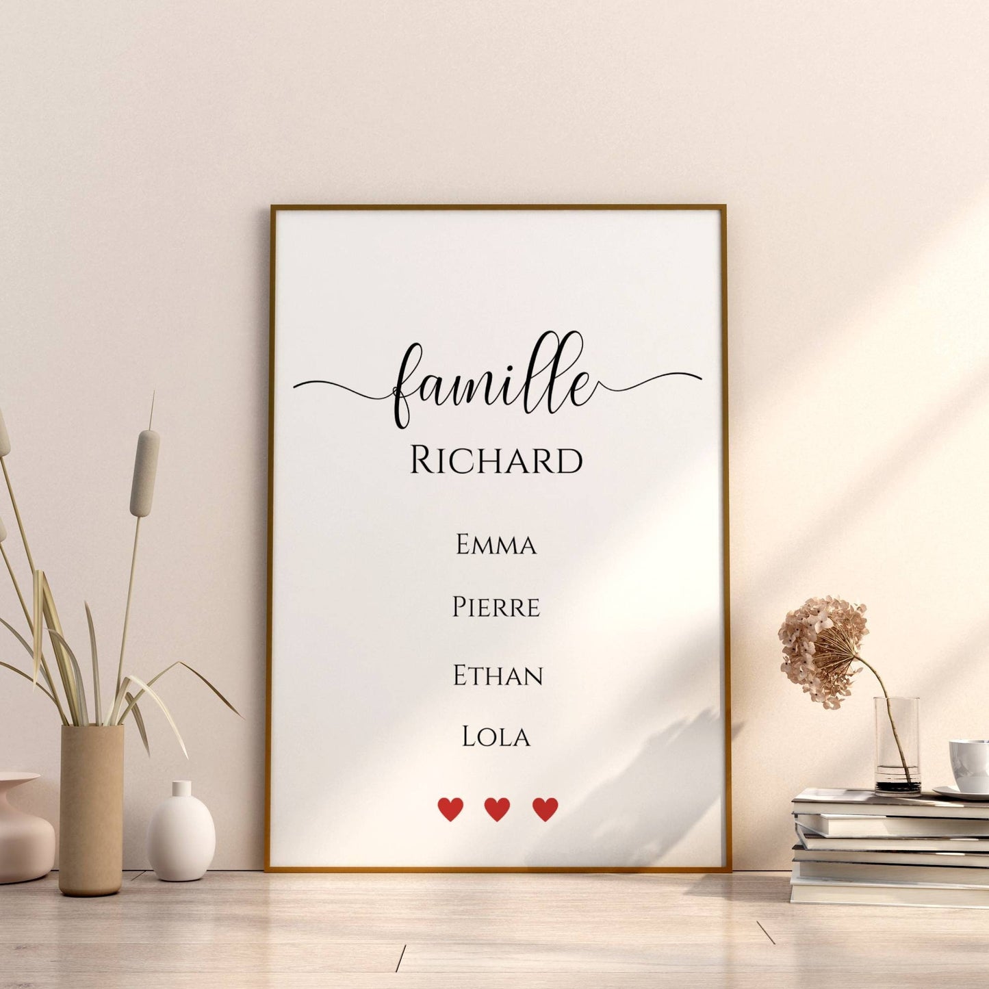 Affiche nom de famille personnalisé -  Affiche famille personnalisée - Poster portrait de famille par Le Temps des Paillettes