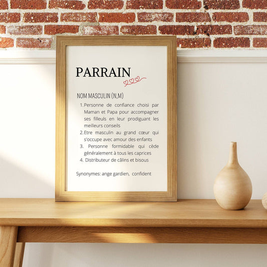 Affiche définition parrain - demande parrain - cadeau personnalisé parrain par Le Temps des Paillettes - Le Temps des Paillettes