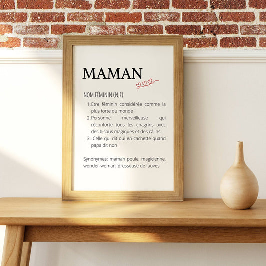 Affiche Définition maman personnalisée - Poster maman personnalisé - Cadeau personnalisé maman  par Le Temps des Paillettes