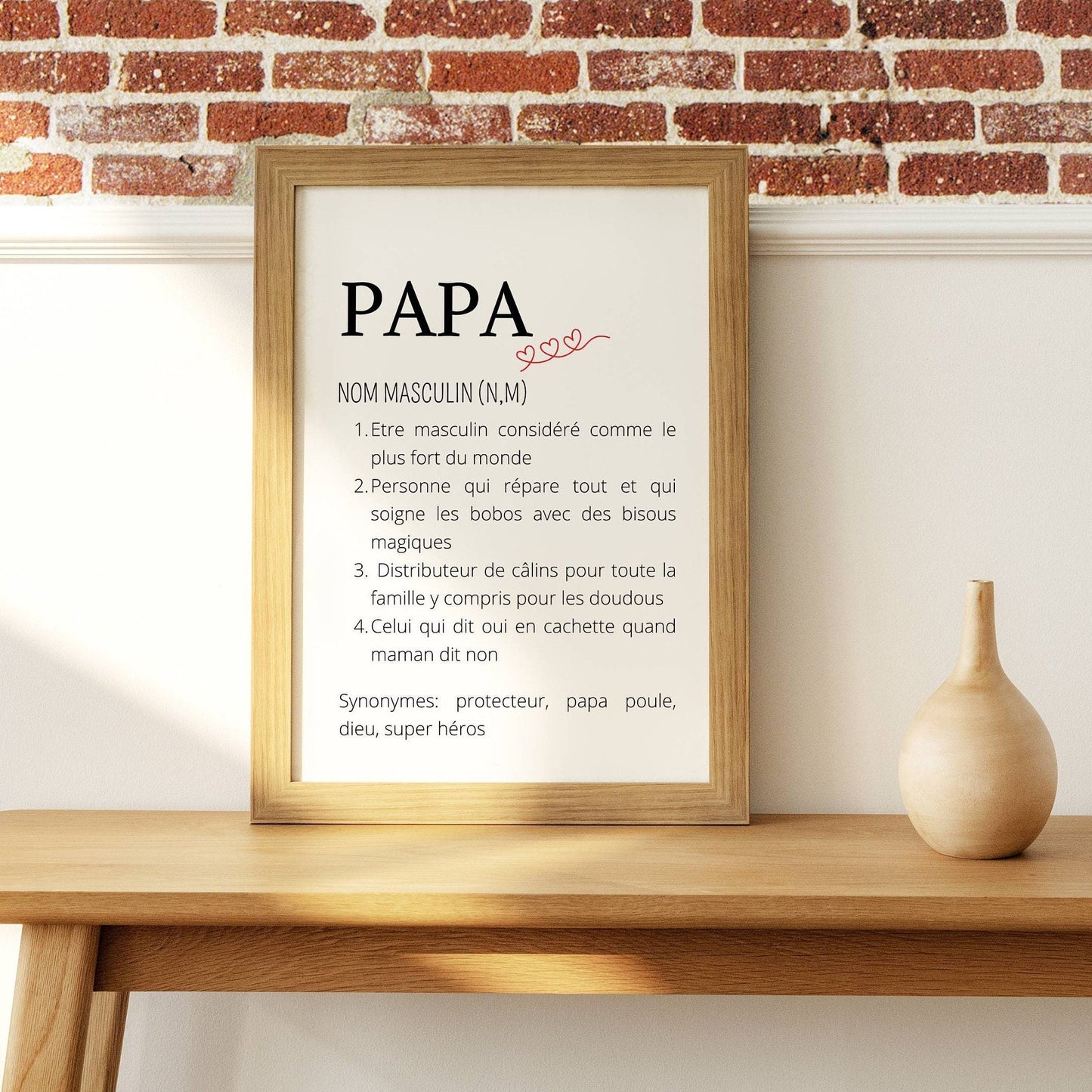 Affiche Définition papa - Poster idéale pour offrir en cadeau de Noël à un super papa  par Le Temps des Paillettes