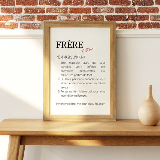 Affiche définition frère - Poster frère personnalisé - Cadeau personnalisé frère par Le Temps des Paillettes - Le Temps des Paillettes