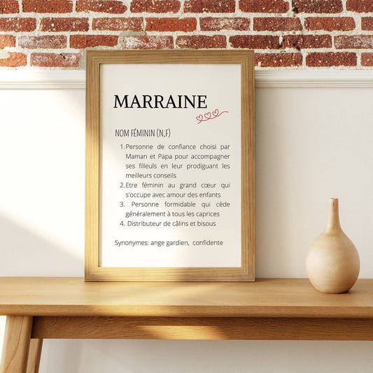 Affiche définition marraine personnalisée - demande marraine personnalisée - affiche marraine par Le Temps des Paillettes - Le Temps des Paillettes