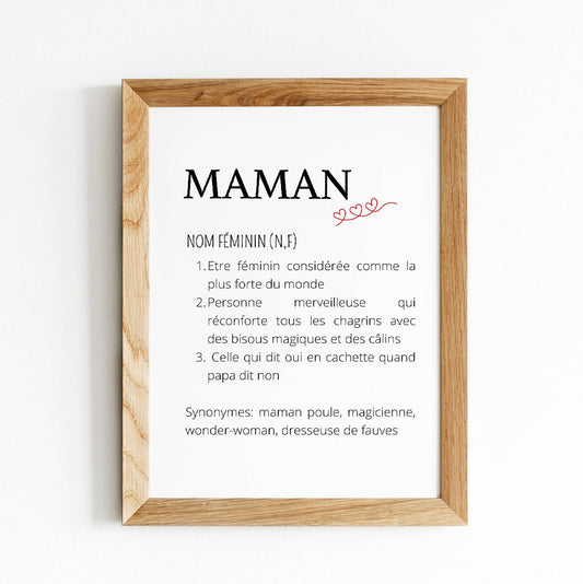 Affiche Définition maman personnalisée - Poster maman personnalisé - Cadeau personnalisé maman par Le Temps des Paillettes - Le Temps des Paillettes