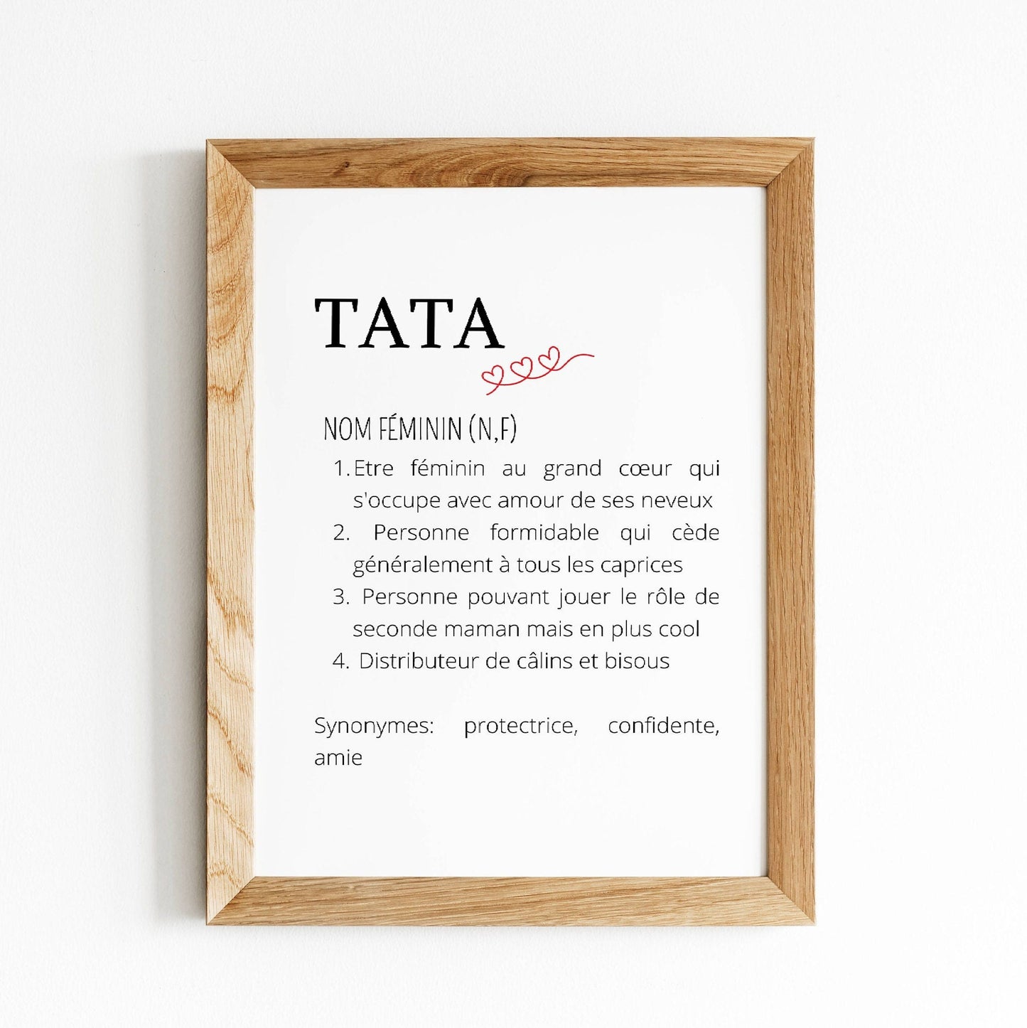 Affiche Définition tata - Poster idéale pour offrir en cadeau de Noël à une super tata  par Le Temps des Paillettes