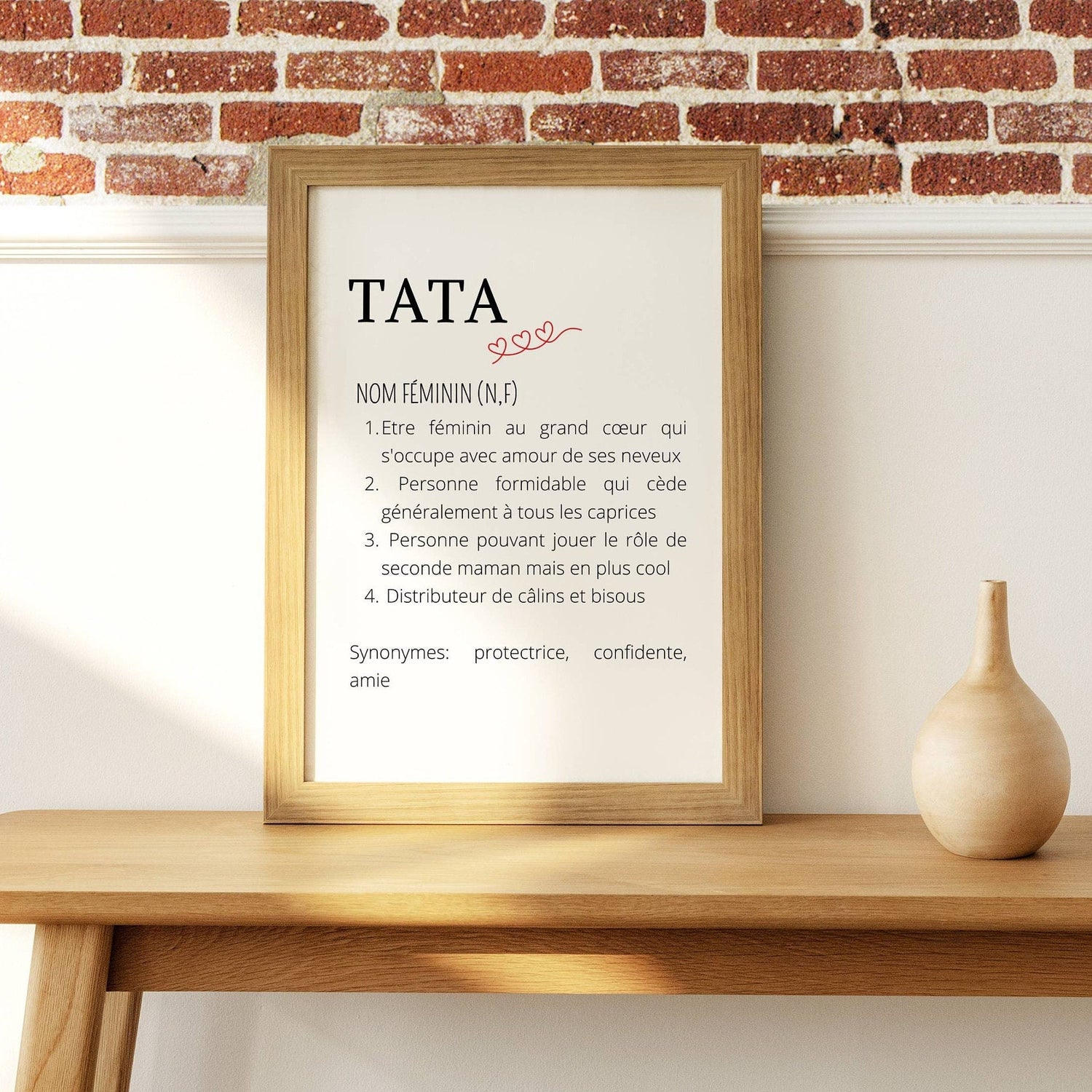 Affiche Définition tata - Poster idéale pour offrir en cadeau de Noël à une super tata  par Le Temps des Paillettes - Le Temps des Paillettes