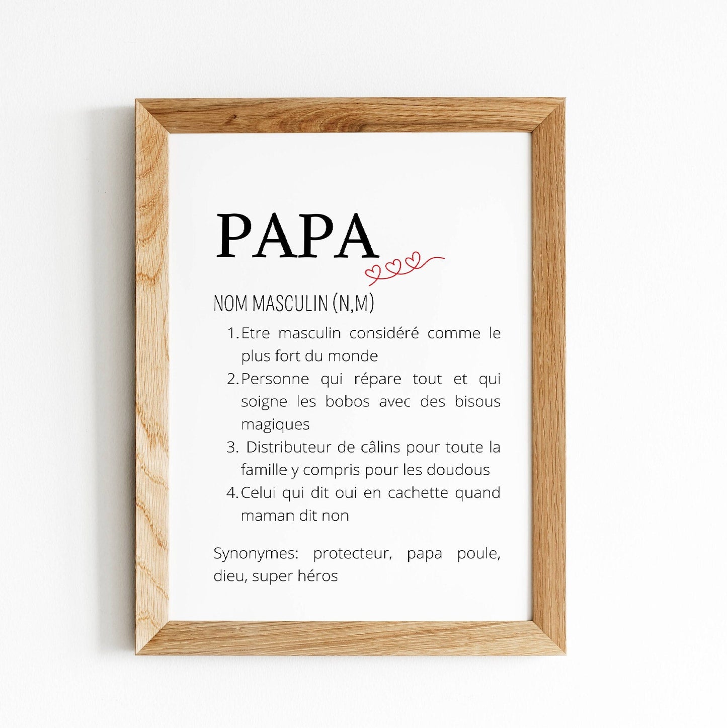 Affiche Définition papa - Poster idéale pour offrir en cadeau de Noël à un super papa  par Le Temps des Paillettes