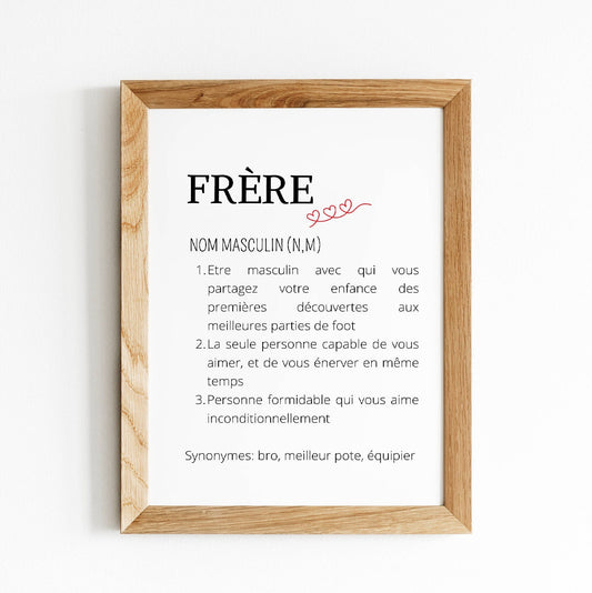 Affiche définition frère - Poster frère personnalisé - Cadeau personnalisé frère par Le Temps des Paillettes - Le Temps des Paillettes