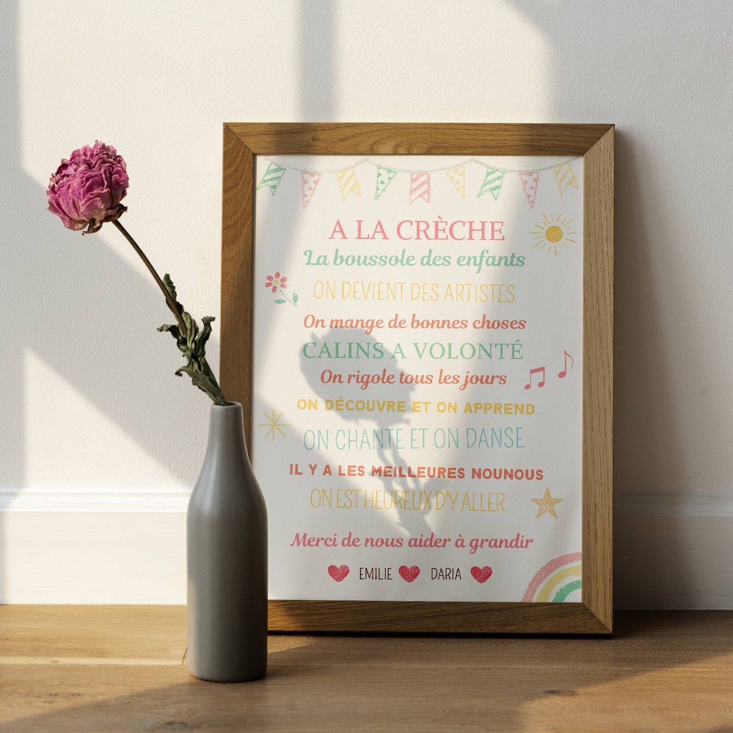 Affiche a la crèche personnalisé  -  poster merci crèche - cadeau crèche personnalisé  par Le Temps des Paillettes