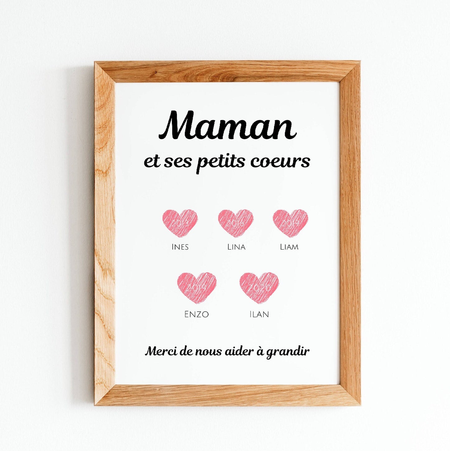 Affiche maman personnalisée - fête des mères - cadeau maman- Affiche nom de famille personnalisé  par Le Temps des Paillettes