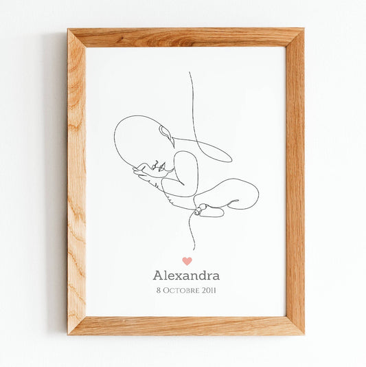 Affiche naissance minimaliste - affiche naissance bébé single line par Le Temps des Paillettes - Le Temps des Paillettes