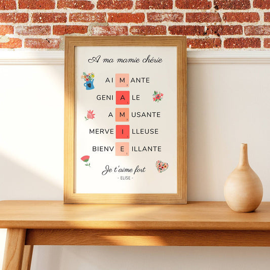 Affiche mamie personnalisée - Affiche mamie définition - affiche qualité mamie - cadeau mamie par Le Temps des Paillettes - Le Temps des Paillettes