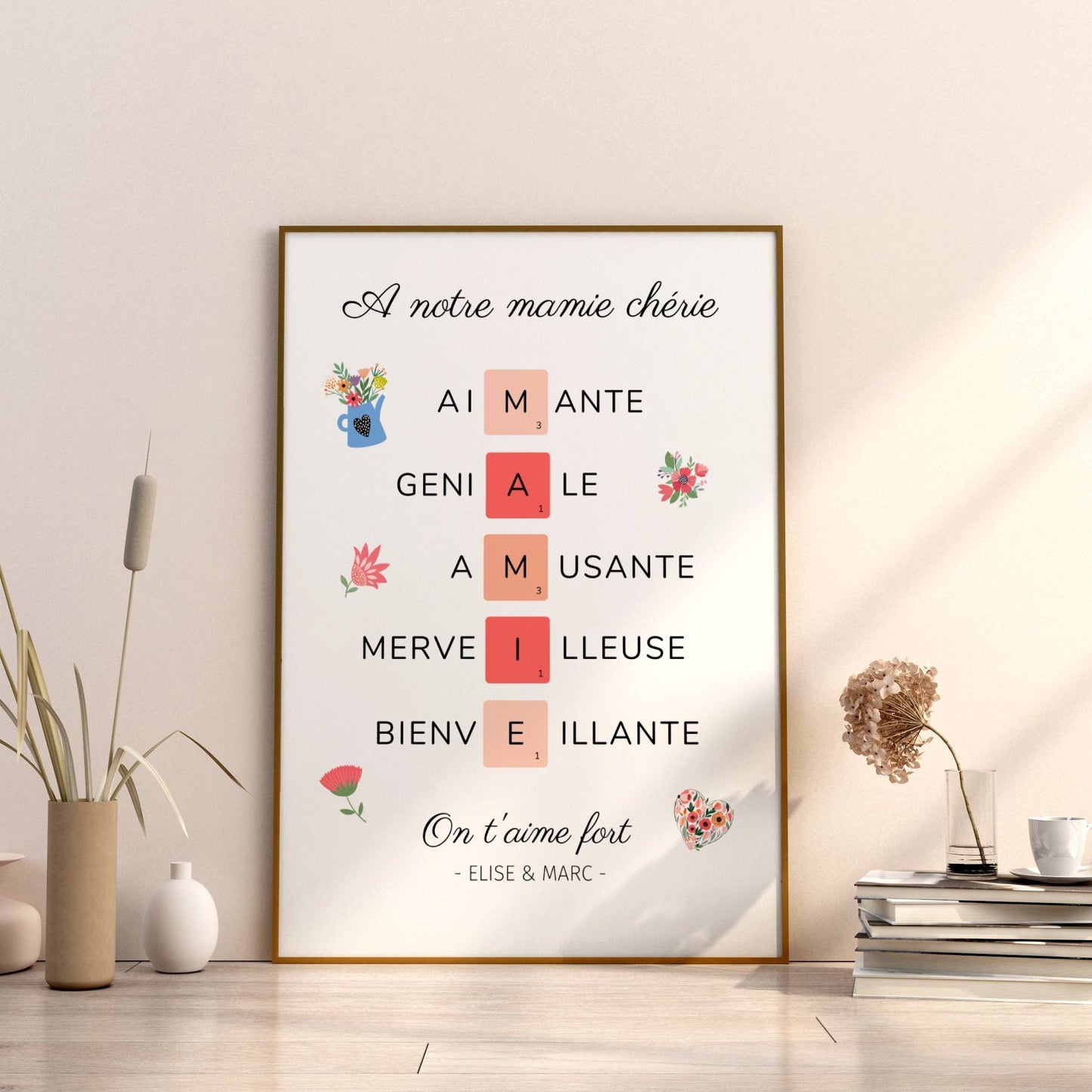 Affiche mamie personnalisée - Affiche mamie définition - affiche qualité mamie - cadeau mamie   par Le Temps des Paillettes