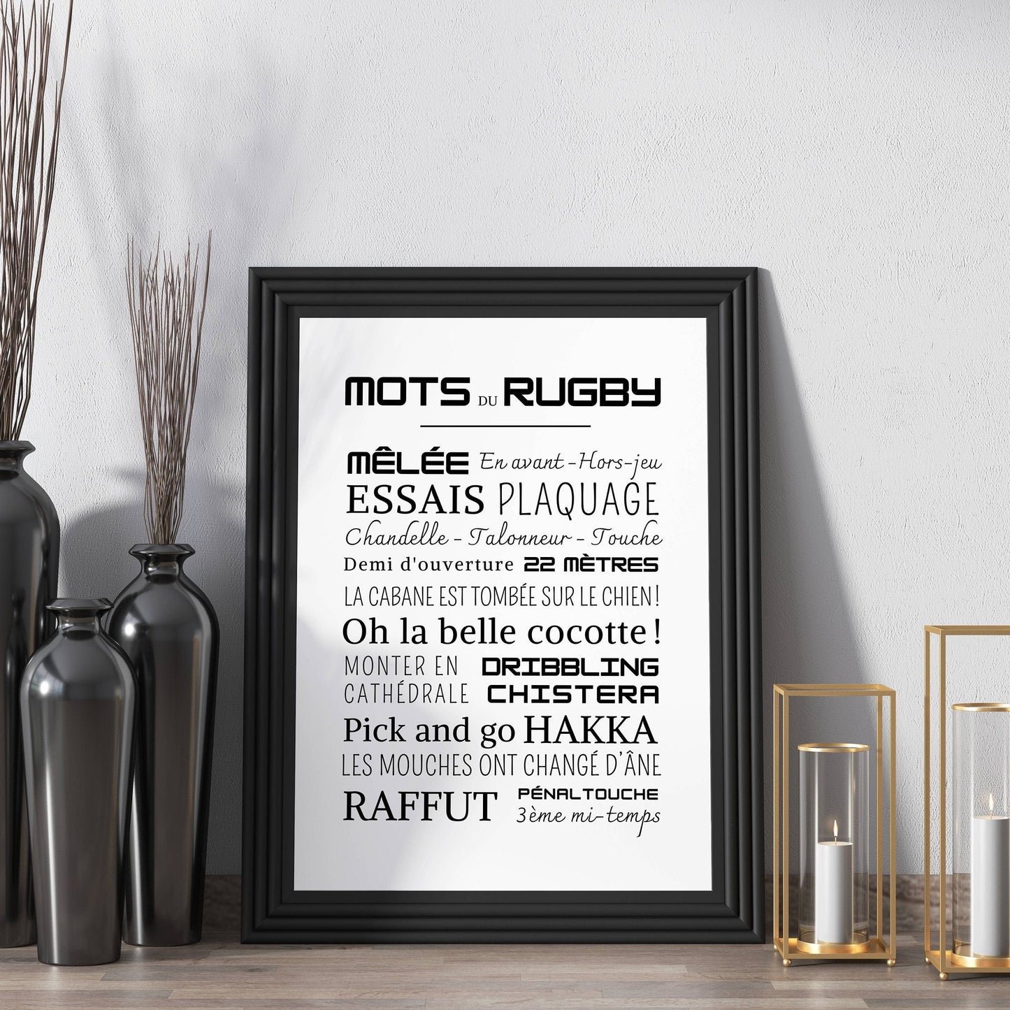 Affiche rugby - Affiche mots et expressions du rugby - Poster sport par Le Temps des Paillettes