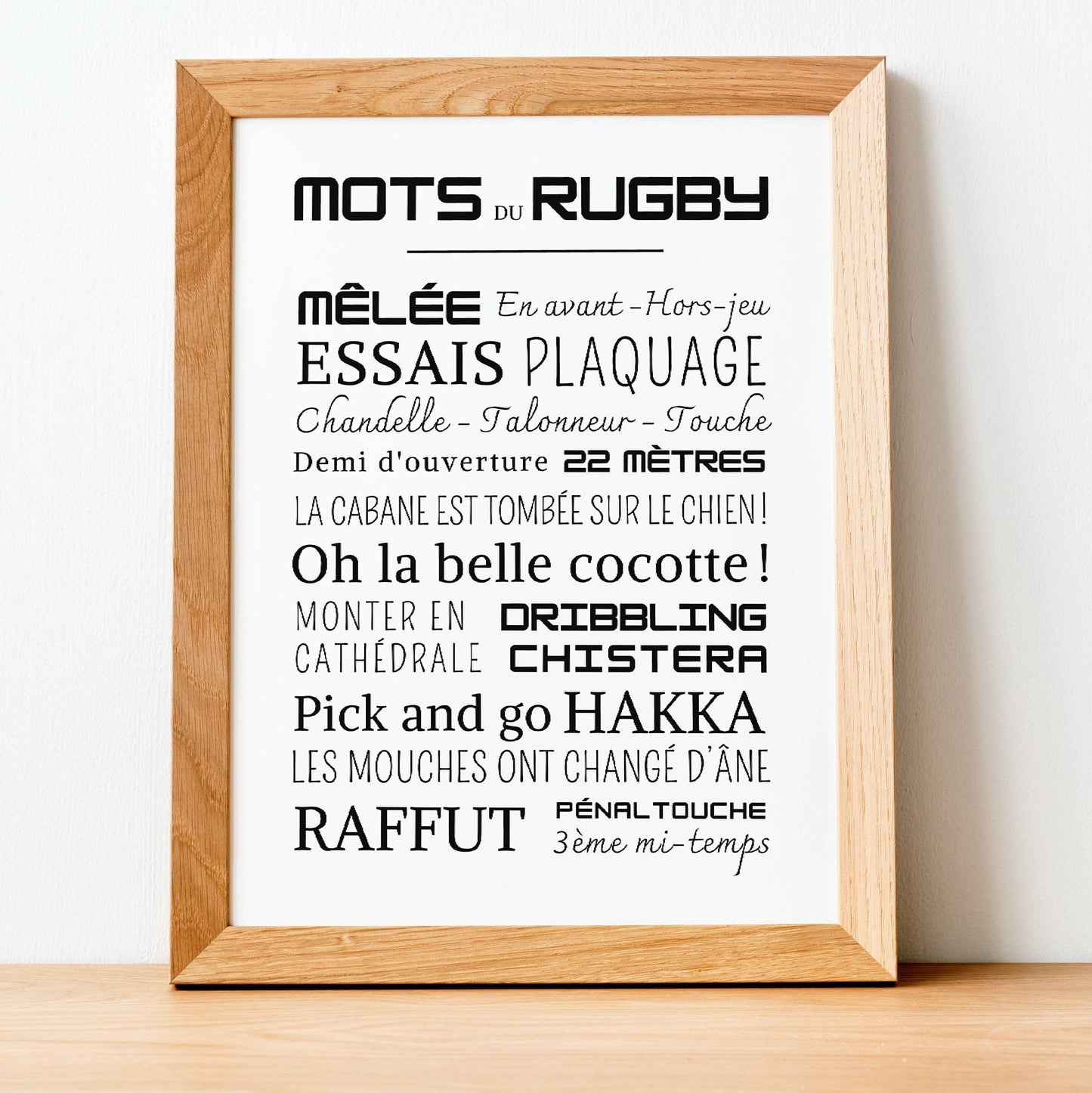 Affiche rugby - Affiche mots et expressions du rugby - Poster sport par Le Temps des Paillettes