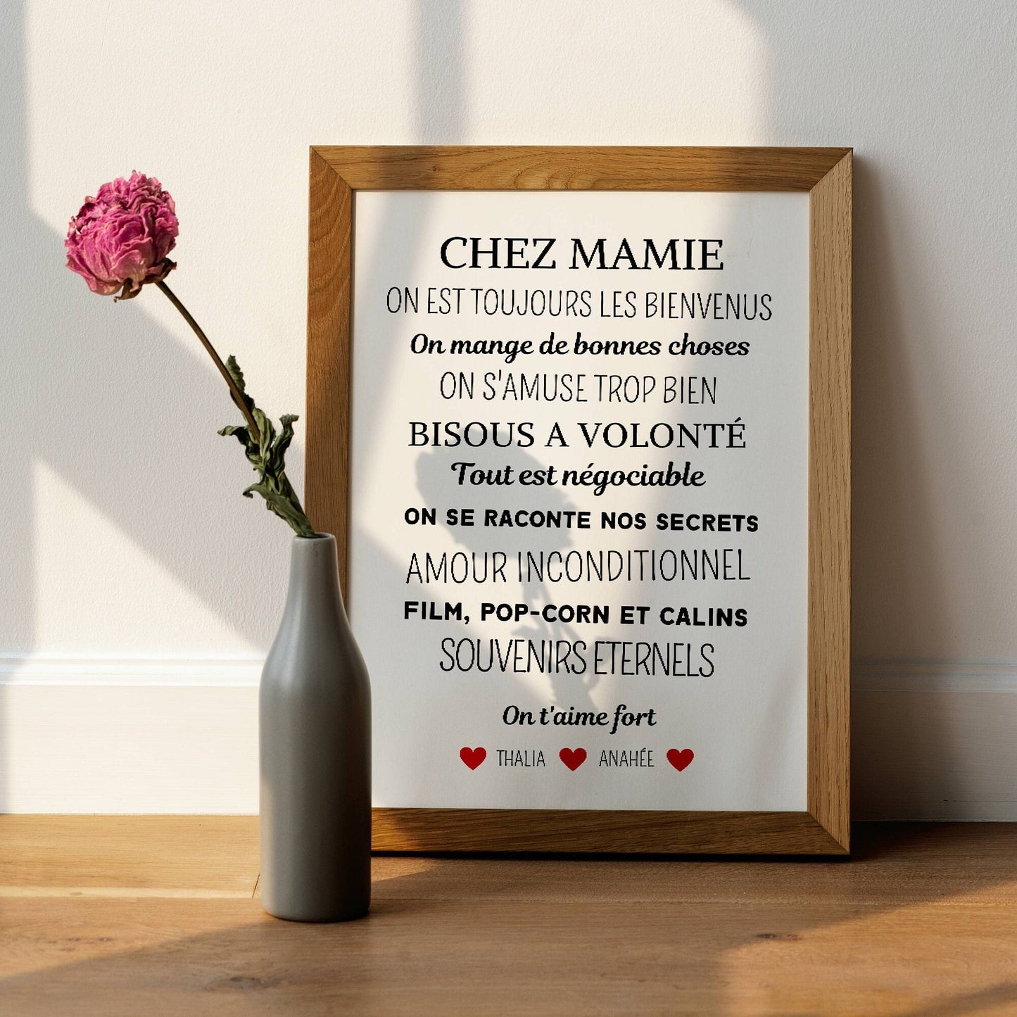 Affiche Mamie et Papy personnalisée - cadeau mamie personnalisée - cadeau noël famille personnalisé  par Le Temps des Paillettes