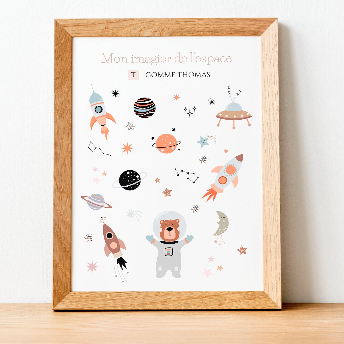 Affiche enfant imagier de l'espace - affiche enfant espace - affiche enfant espace et cosmos  par Le Temps des Paillettes