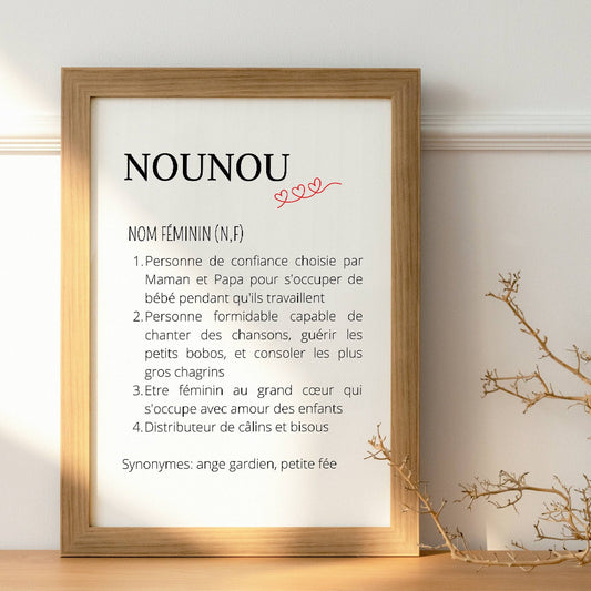 Affiche Définition nounou - Cadeau pour nounou - Affiche nounou par Le Temps des Paillettes - Le Temps des Paillettes