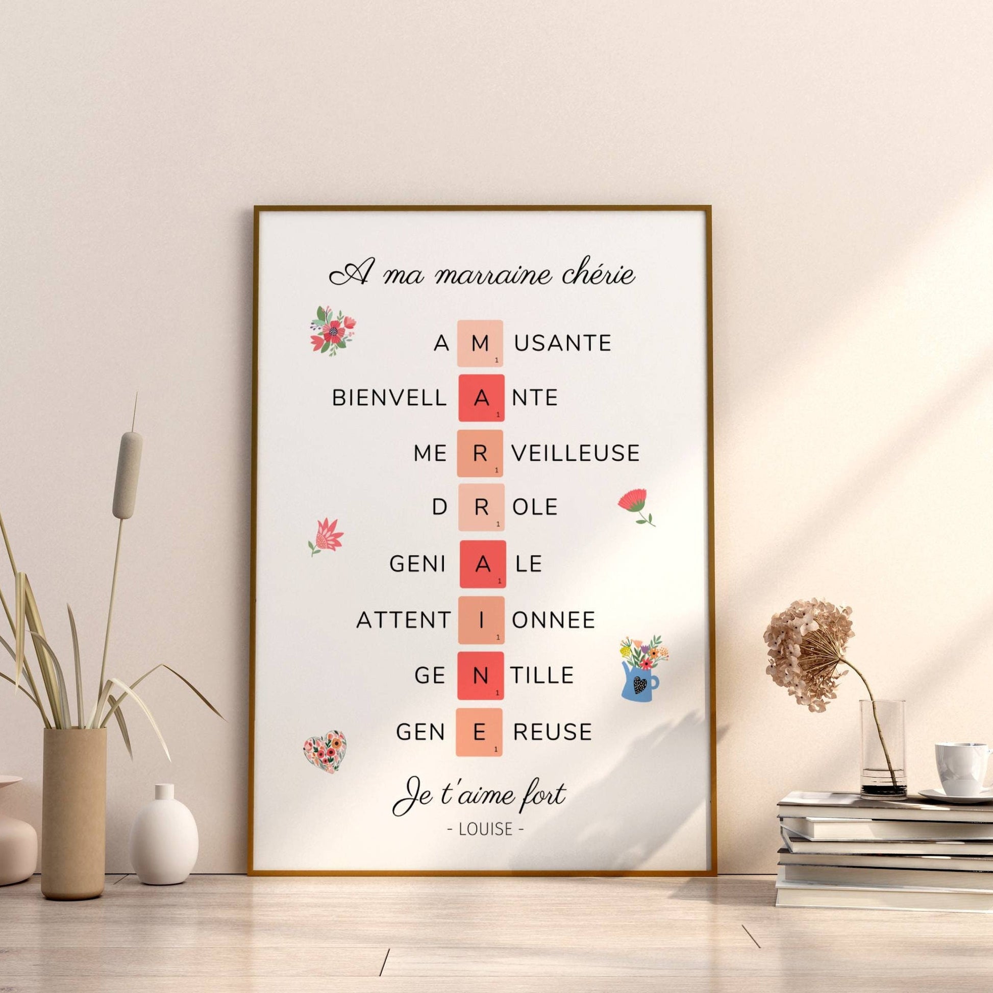Affiche marraine personnalisée - demande marraine originale - cadeau pour  marraine personnalisé par Le Temps des Paillettes