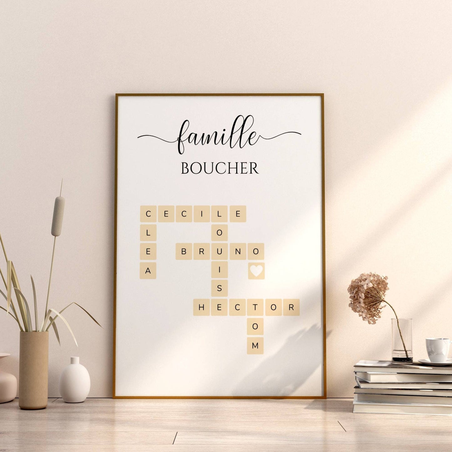 Affiche décorative prénoms Scrabble ~ affiche famille ~ affiche personnalisée ~ pèle mêle ~ famille recomposée  par Le Temps des Paillettes