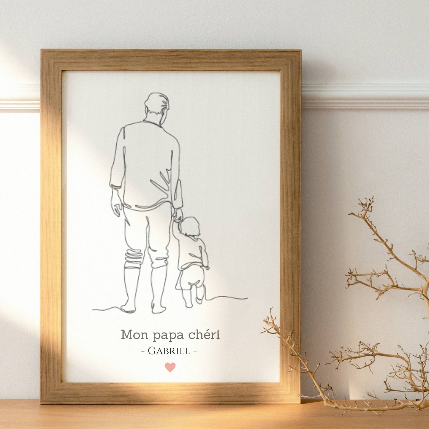 Affiche Papa et enfant - affiche Single Line - Affiche papa prénom enfant  par Le Temps des Paillettes