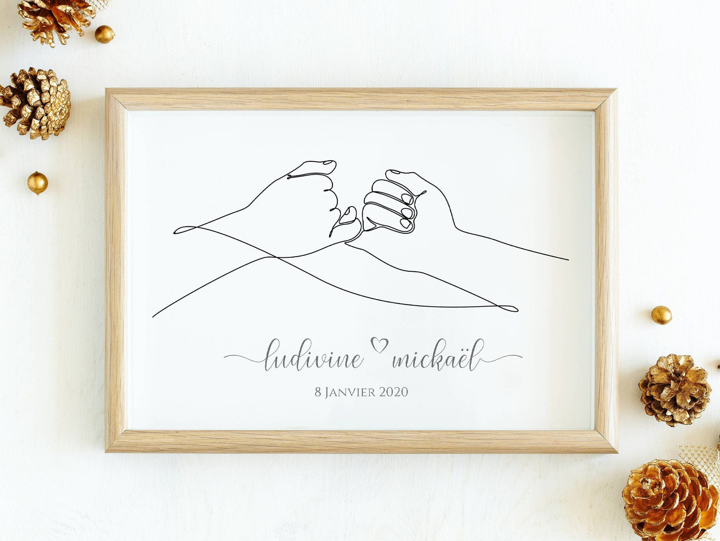Affiche St Valentin Main dans la main - Affiche couple minimaliste - mains entrelacées - affiche amoureux  par Le Temps des Paillettes