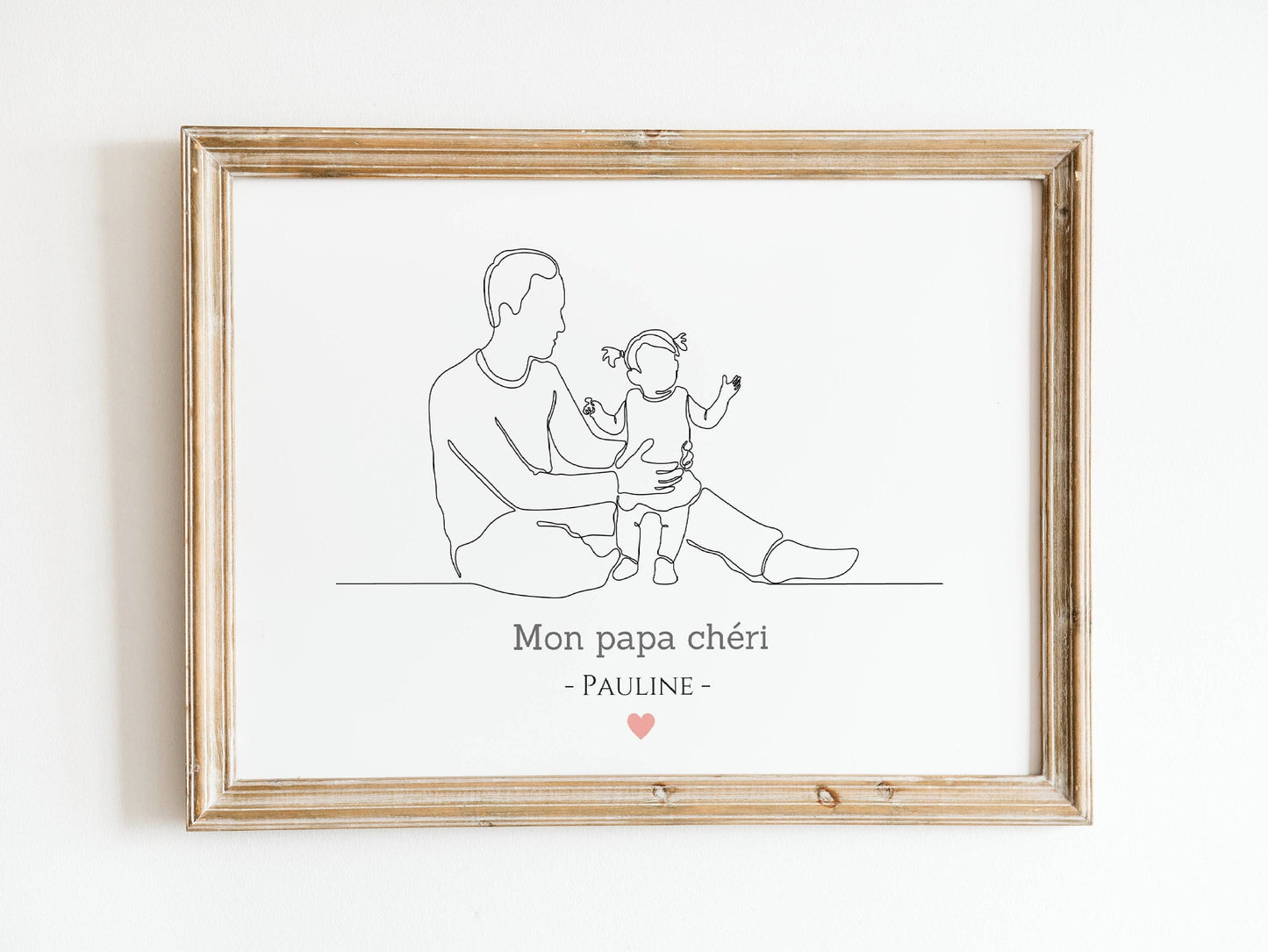 Affiche Papa et enfant - affiche Single Line - Affiche papa prénom enfant  ~ affiche famille single line ~ affiche personnalisée pour papa