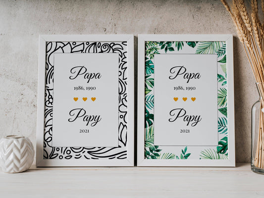 Affiche papy personnalisée - cadeau noël famille personnalisé - Poster papi personnalisé par Le Temps des Paillettes - Le Temps des Paillettes