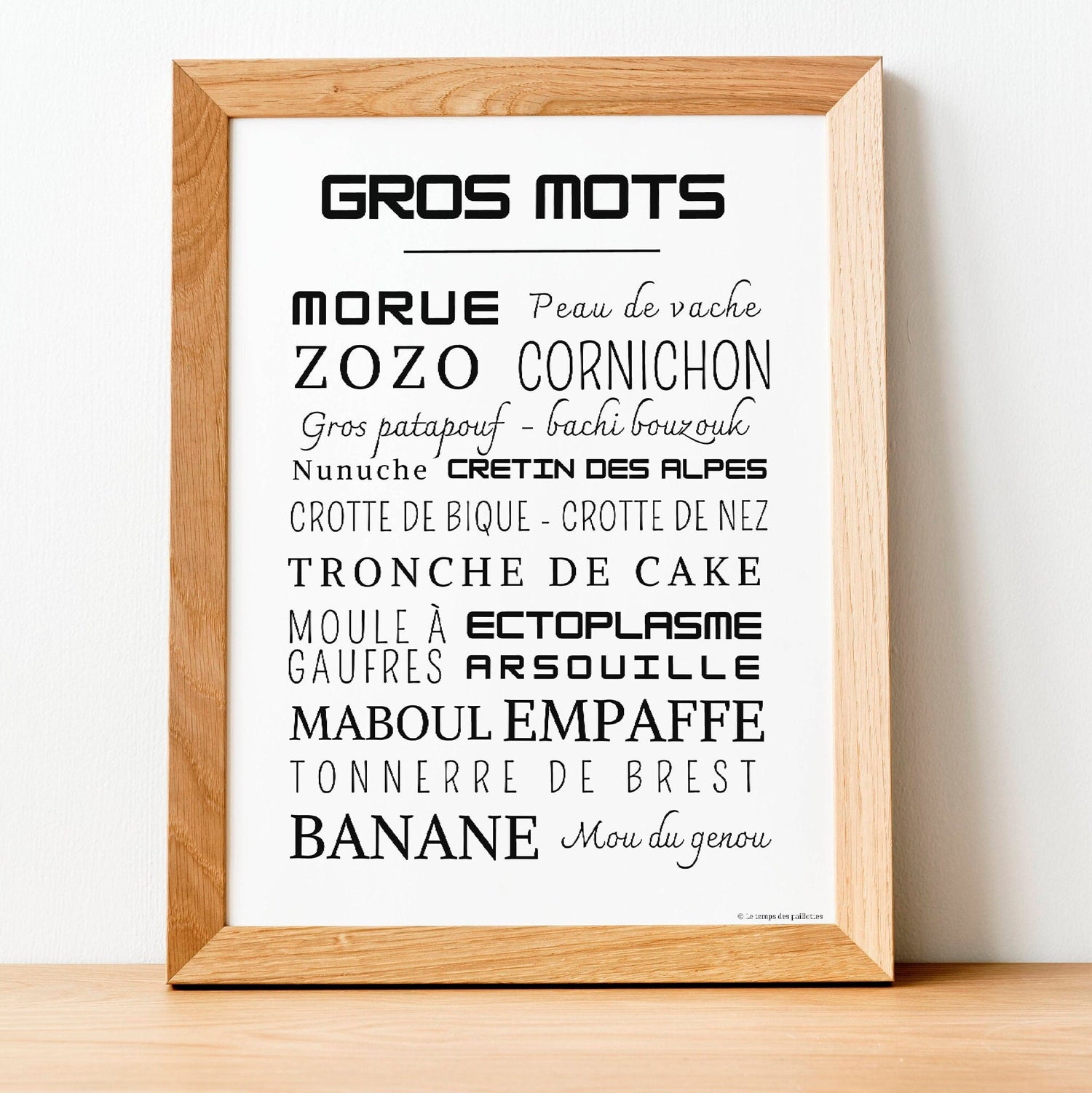 Affiche Les Gros Mots - Poster d'art les gros mots - Décoration enfant drôle  par Le Temps des Paillettes - Le Temps des Paillettes