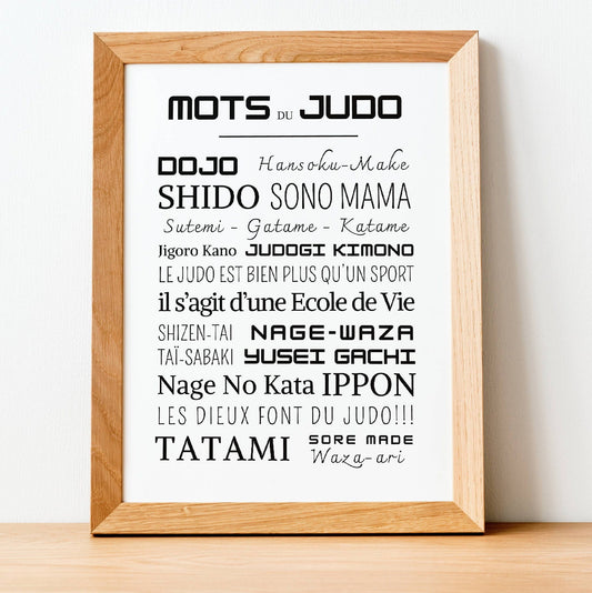 Affiche judo - affiche sport - Affiche mots et expressions du judo - Poster judo judoka - affiche pour dojo par Le Temps des Paillettes - Le Temps des Paillettes