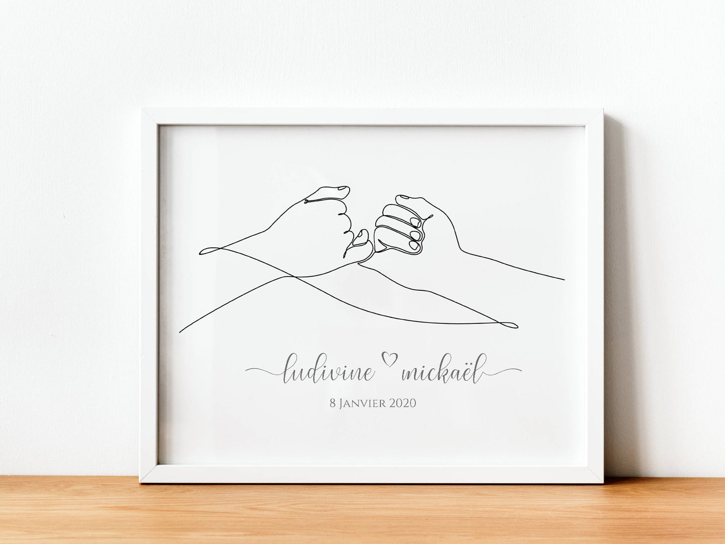 Affiche St Valentin Main dans la main - Affiche couple minimaliste - mains entrelacées - affiche amoureux  par Le Temps des Paillettes