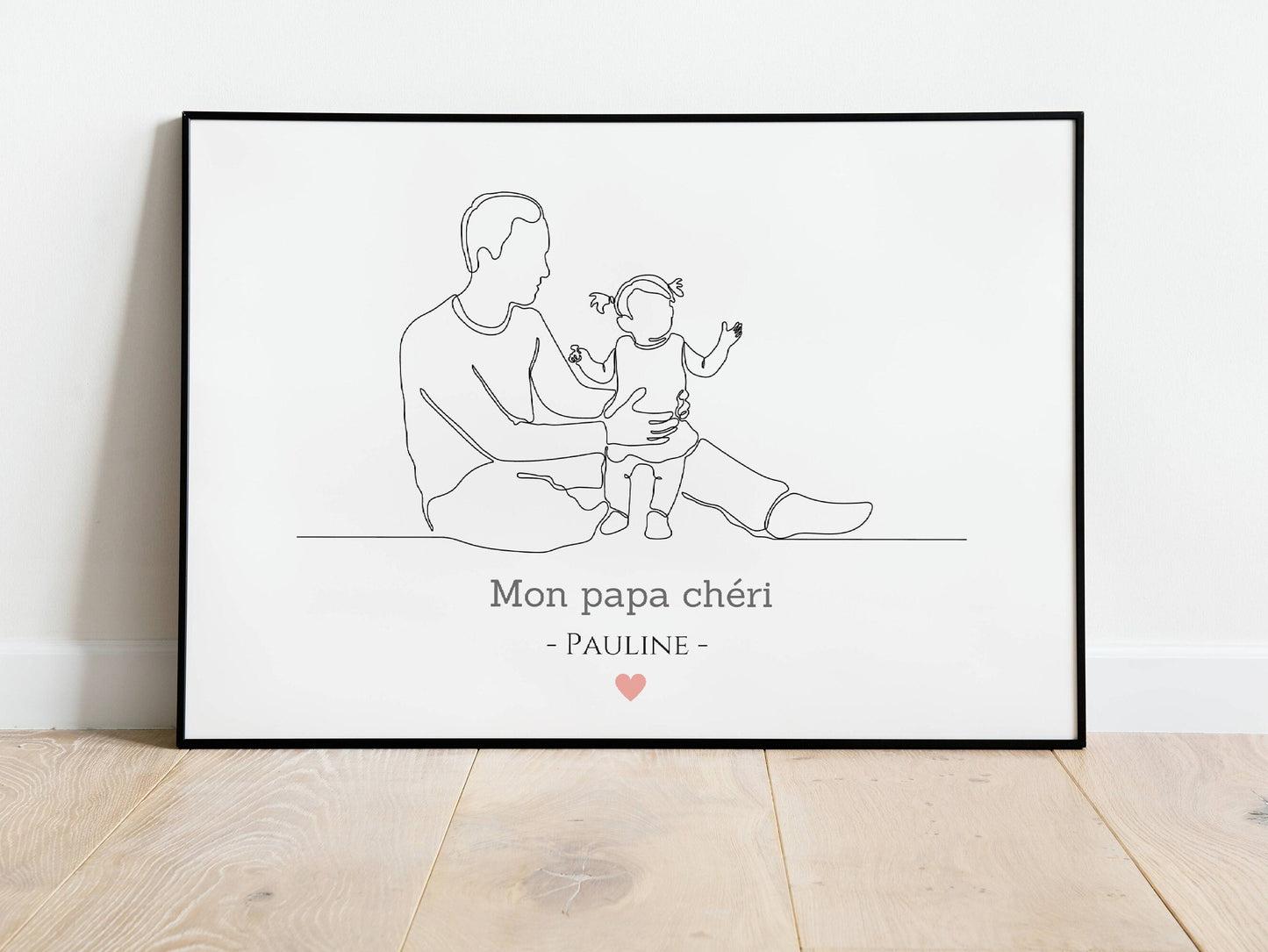 Affiche Papa et enfant - affiche Single Line - Affiche papa prénom enfant  ~ affiche famille single line ~ affiche personnalisée pour papa