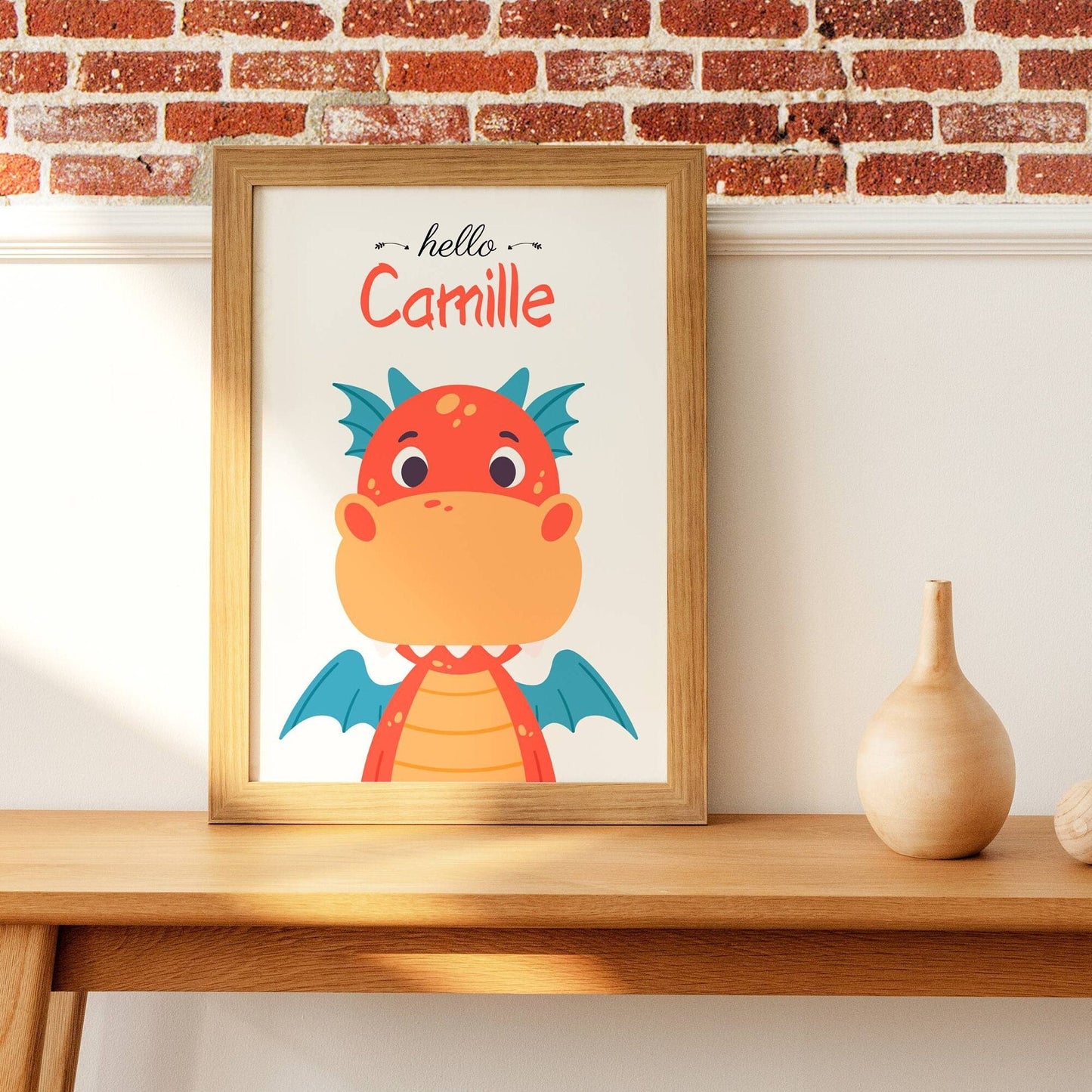 Affiche personnalisée bébé dragon - décoration chambre garcon dragon - affiche animaux féerique et étoiles  par Le Temps des Paillettes