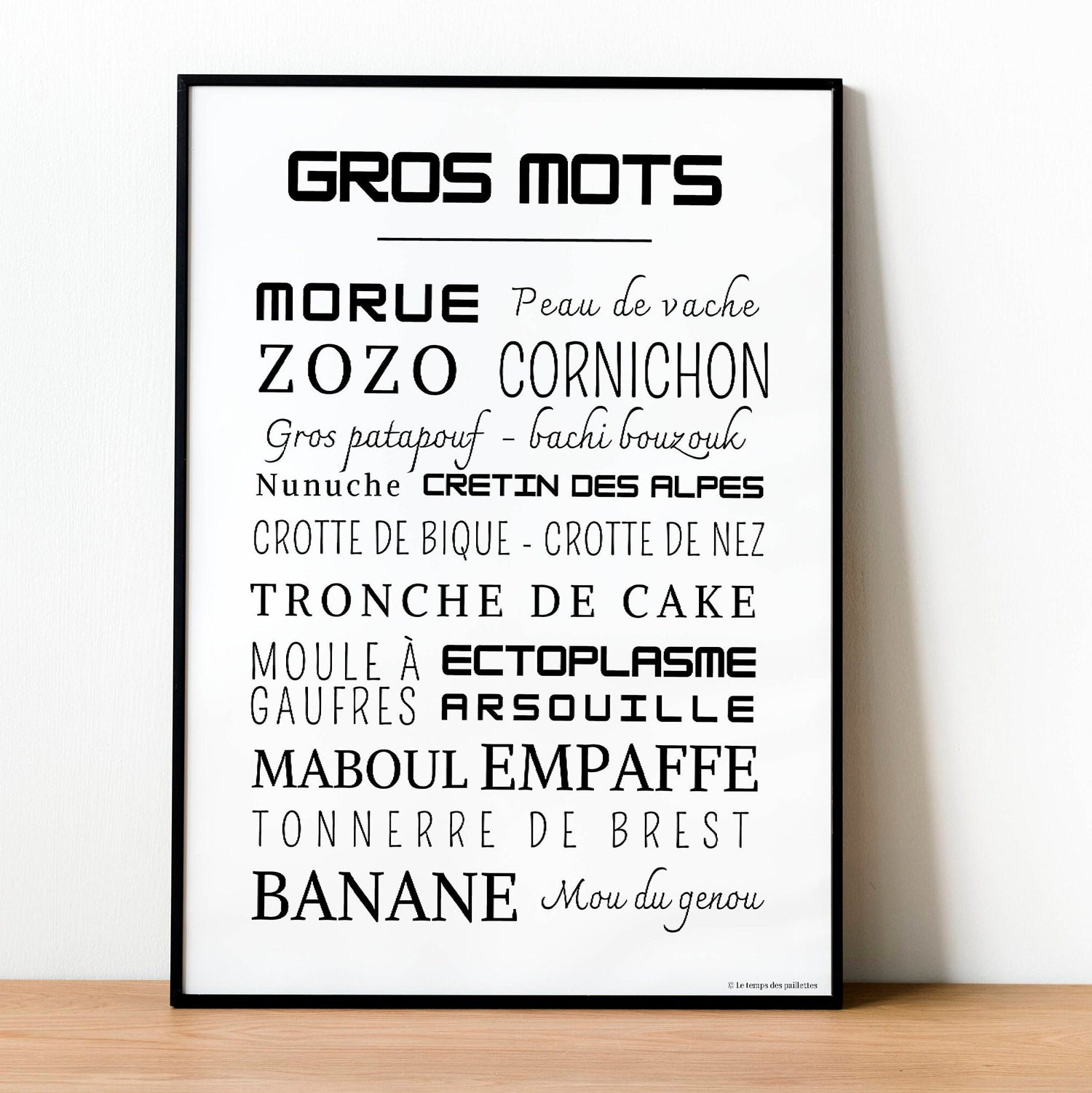 Affiche Les Gros Mots - Poster d'art les gros mots - Décoration enfant drôle  par Le Temps des Paillettes - Le Temps des Paillettes