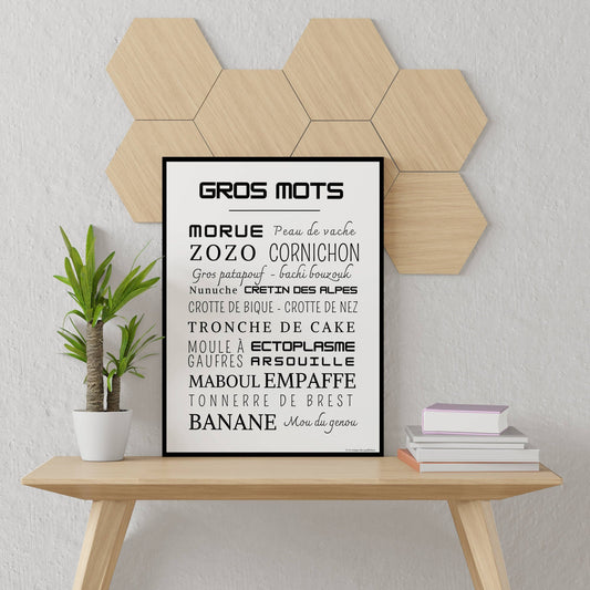 Affiche Les Gros Mots - Poster d'art les gros mots - Décoration enfant drôle par Le Temps des Paillettes - Le Temps des Paillettes