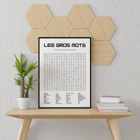 Affiche Mots mêles Les Gros Mots  - Poster d'art les gros mots - Décoration enfant drôle  par Le Temps des Paillettes - Le Temps des Paillettes