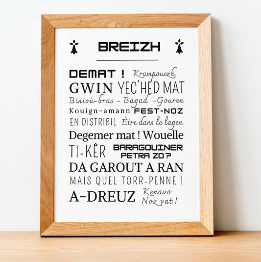 Affiche Mots Bretons - Poster Breizh - Cadre mots et expressions de bretagne par Le Temps des Paillettes - Le Temps des Paillettes