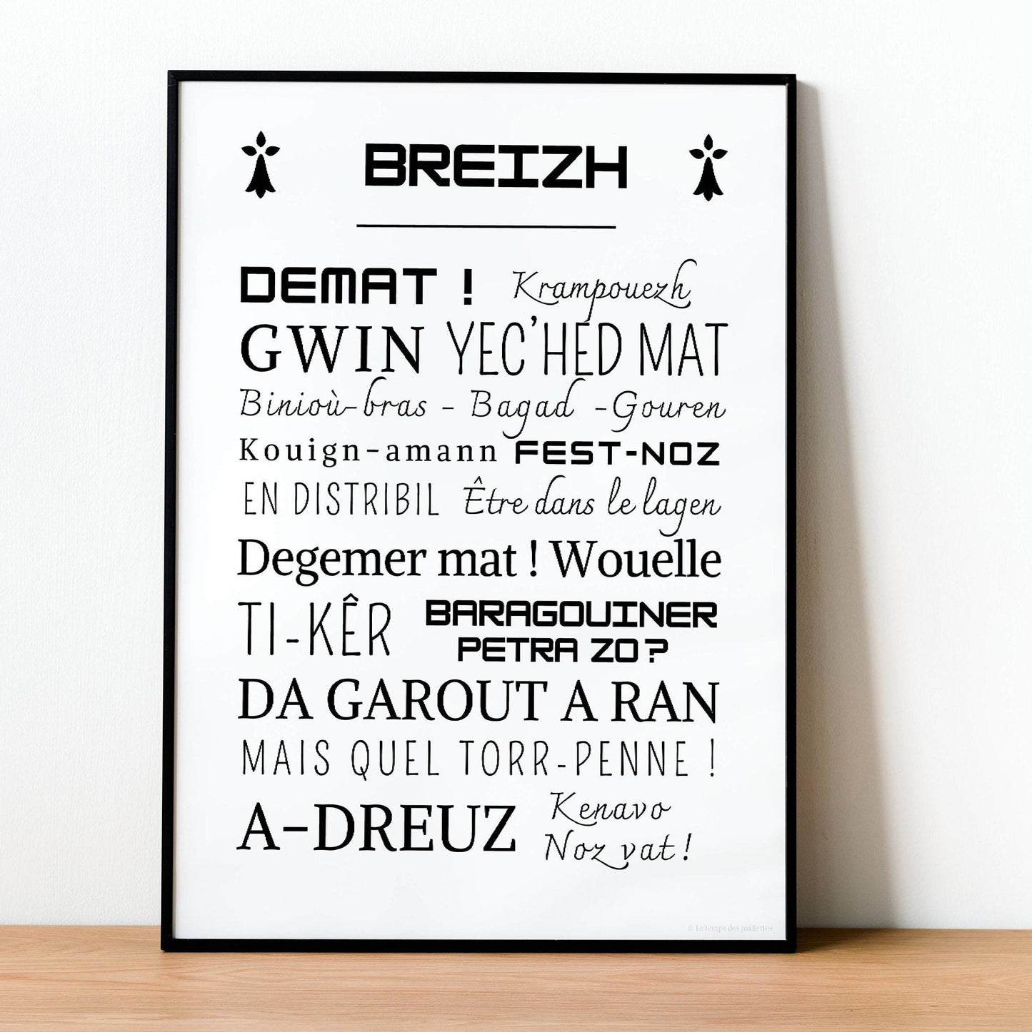 Affiche Mots Bretons - Poster Breizh - Cadre mots et expressions de bretagne  par Le Temps des Paillettes