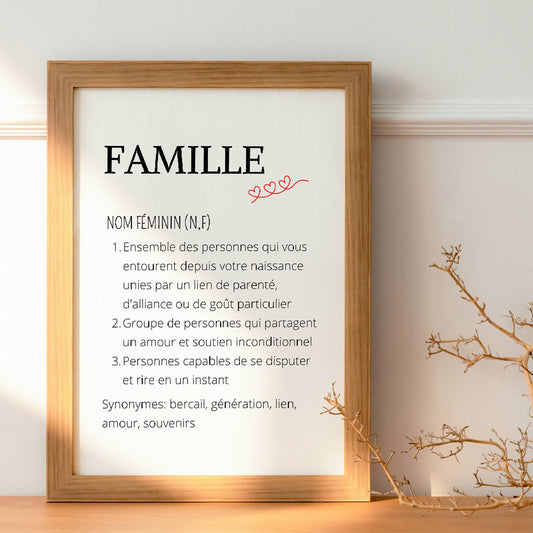 Affiche définition famille personnalisée - affiche famille minimaliste noire et blanc par Le Temps des Paillettes - Le Temps des Paillettes