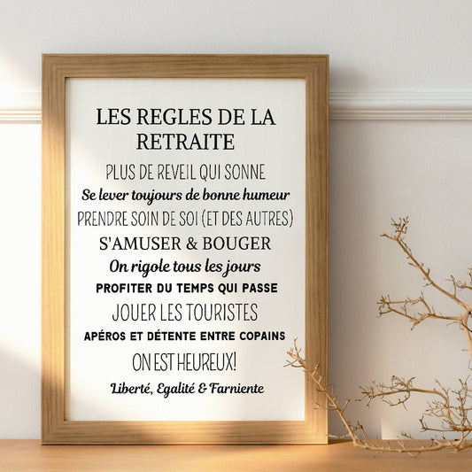 Affiche cadeau départ à la retraite - poster retraiter personnalisé par Le Temps des Paillettes - Le Temps des Paillettes
