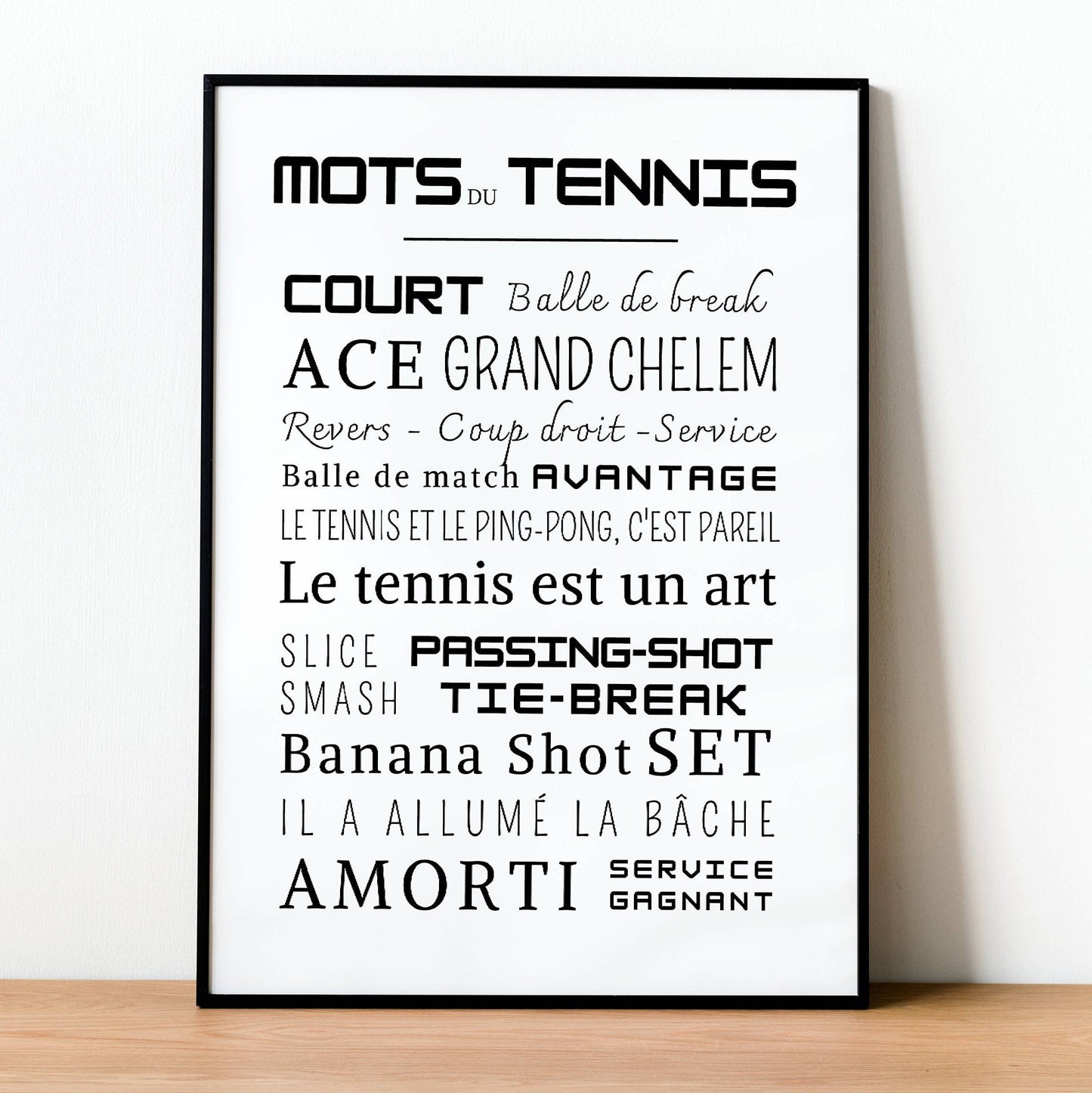 Affiche tennis - Affiche mots et expressions du tennis - Poster tennis par Le Temps des Paillettes