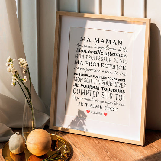 Affiche maman personnalisée - fête des mères - cadeau maman par Le Temps des Paillettes - Le Temps des Paillettes