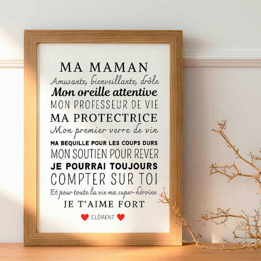 Affiche maman personnalisée - fête des mères - cadeau maman par Le Temps des Paillettes - Le Temps des Paillettes