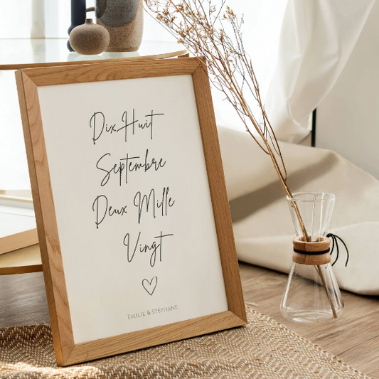 Affiche personnalisée date de mariage rencontre - Affiche Couple avec date - Cadeau de St Valentin par Le Temps des Paillettes