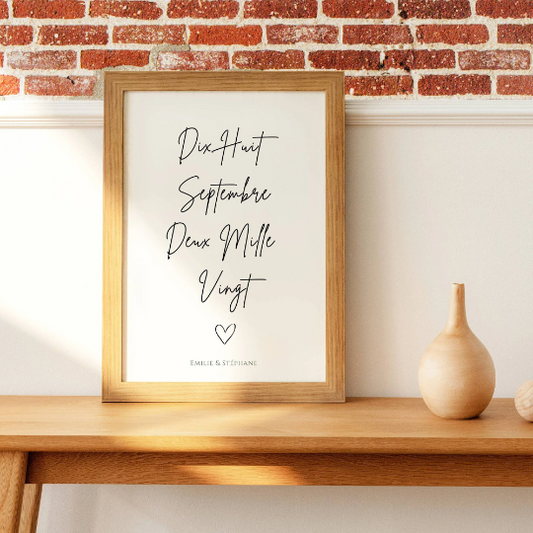 Affiche personnalisée date de mariage rencontre - Affiche Couple avec date - Cadeau de St Valentin par Le Temps des Paillettes